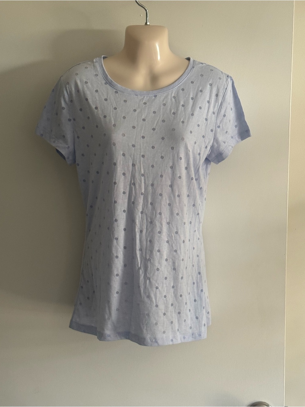 Victoria's Secret Light Blue Polka Dot Short Sleeve Tee B4